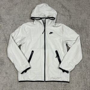 Nike Jacket Mens Small Tech Woven Full Zip Windbreaker Lined White DQ4340-030